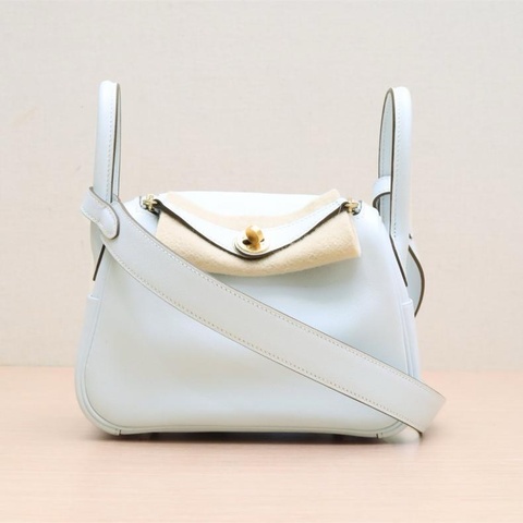 HERMES(愛馬仕) Lindy Mini T0霧霾藍 Swift皮 Z刻 金扣