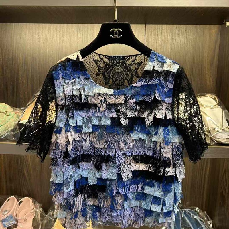 Chanel 蕾絲上衣 36號 非常新 洗標拆了 領標還在-0