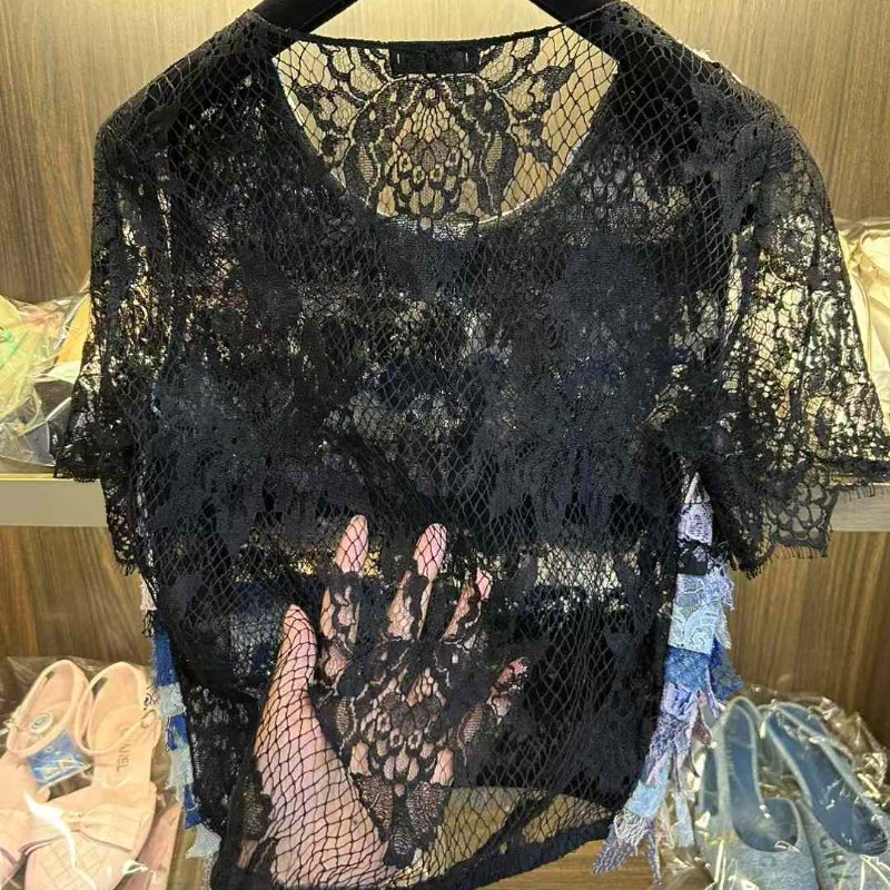 Chanel 蕾絲上衣 36號 非常新 洗標拆了 領標還在-1