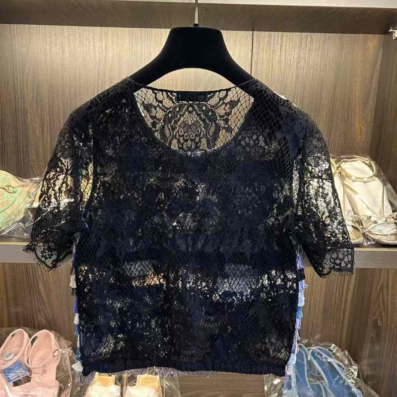 Chanel 蕾絲上衣 36號 非常新 洗標拆了 領標還在-5