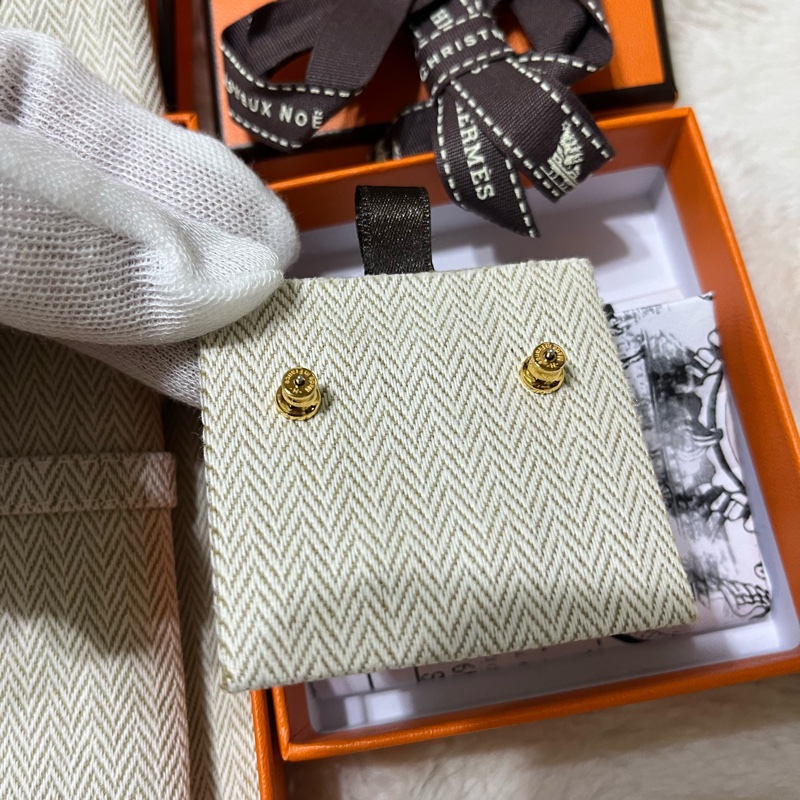 售HERMES・愛馬仕#mini pop H #耳釘奶白色-1