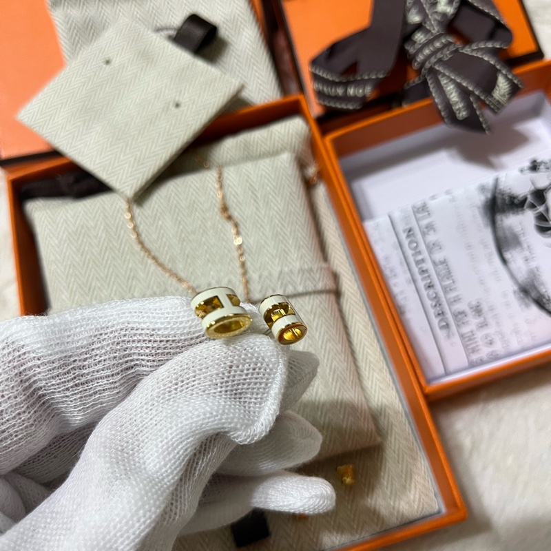 售HERMES・愛馬仕#mini pop H #耳釘奶白色-4