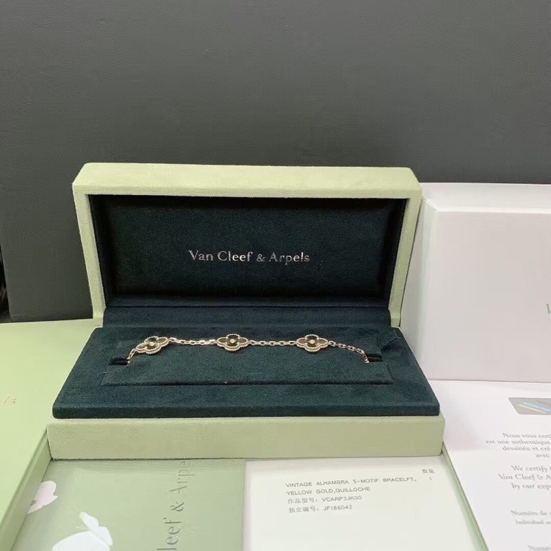#Van Cleef & Arpels梵克雅寶18k黃金鐳射四葉草五花手鍊 2023年購入-0