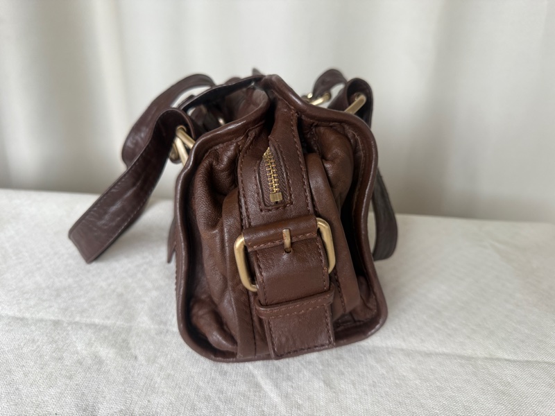 [已售]紀梵希Givenchy復古金扣波士頓手提肩背包，真皮咖啡棕色-2