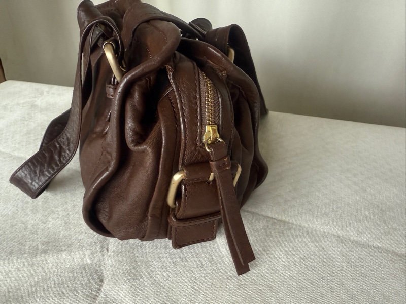 [已售]紀梵希Givenchy復古金扣波士頓手提肩背包，真皮咖啡棕色-8