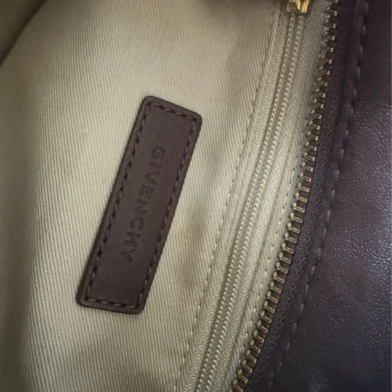 [已售]紀梵希Givenchy復古金扣波士頓手提肩背包，真皮咖啡棕色-11