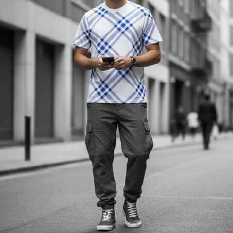 🤣 雙11到了，我的理智正式下線 💸【BURBERRY 巴寶莉】格紋棉質T 卹 騎士藍/ 鹽晶色