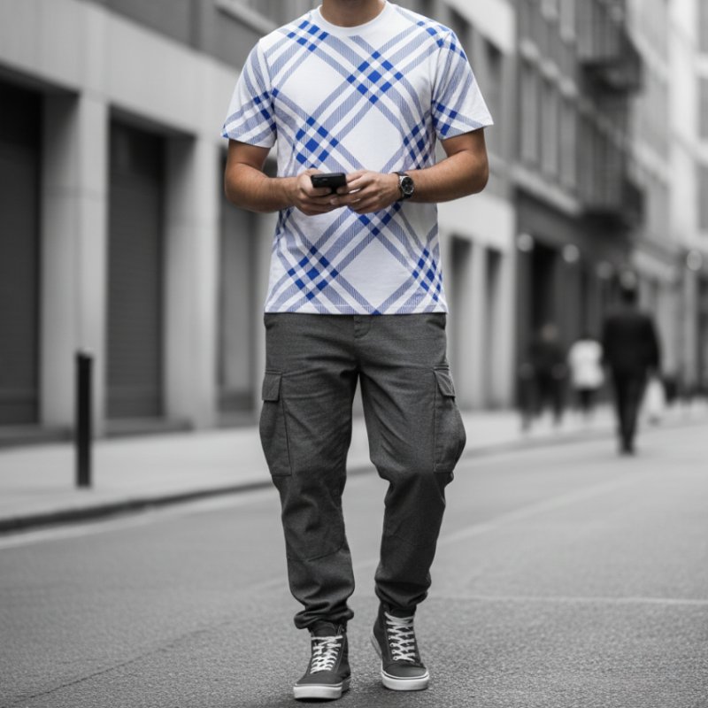 🤣 雙11到了,我的理智正式下線 💸【BURBERRY 巴寶莉】格紋棉質T 卹 騎士藍/ 鹽晶色-0