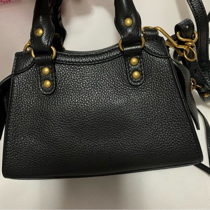 BALENCIAGA巴黎世家NEO CLASSIC MINI 金釦牛皮手提斜背包/深灰-8