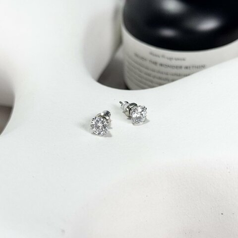 SWAROVSKI Stilla 圓形單鑽耳環 鍍白金色