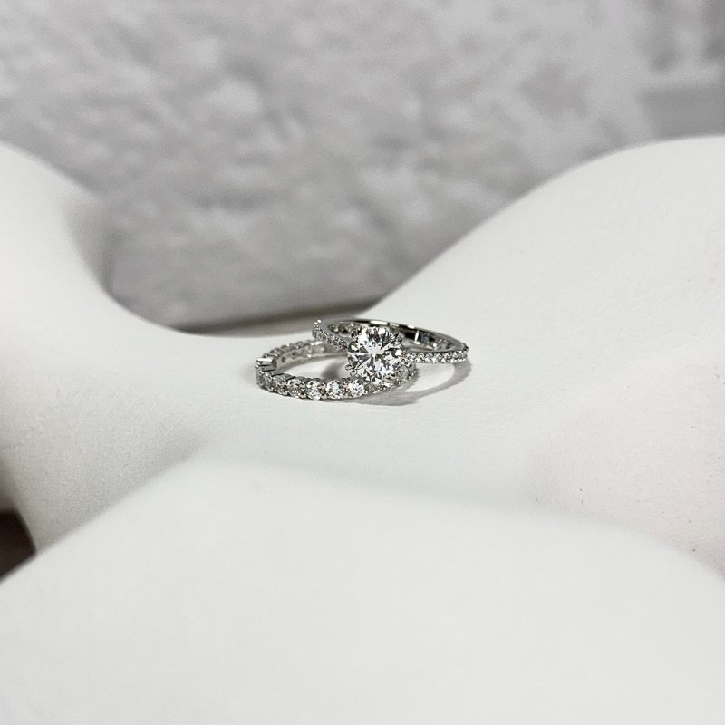 SWAROVSKI Stilla 組合戒指(2個一組) 圓形主鑽 密鑲繞鑽戒指-1