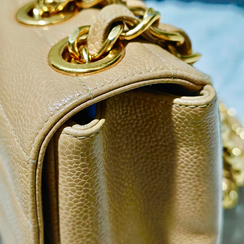 稀少款 ChanelVintage貝嫂包 荔枝牛皮-36