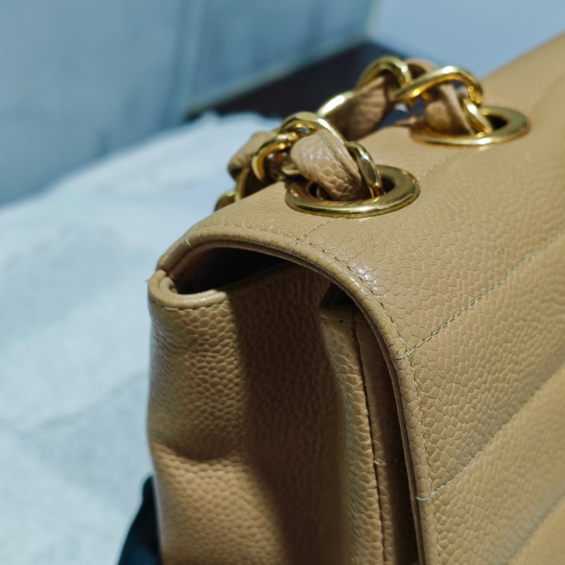 稀少款 ChanelVintage貝嫂包 荔枝牛皮-37