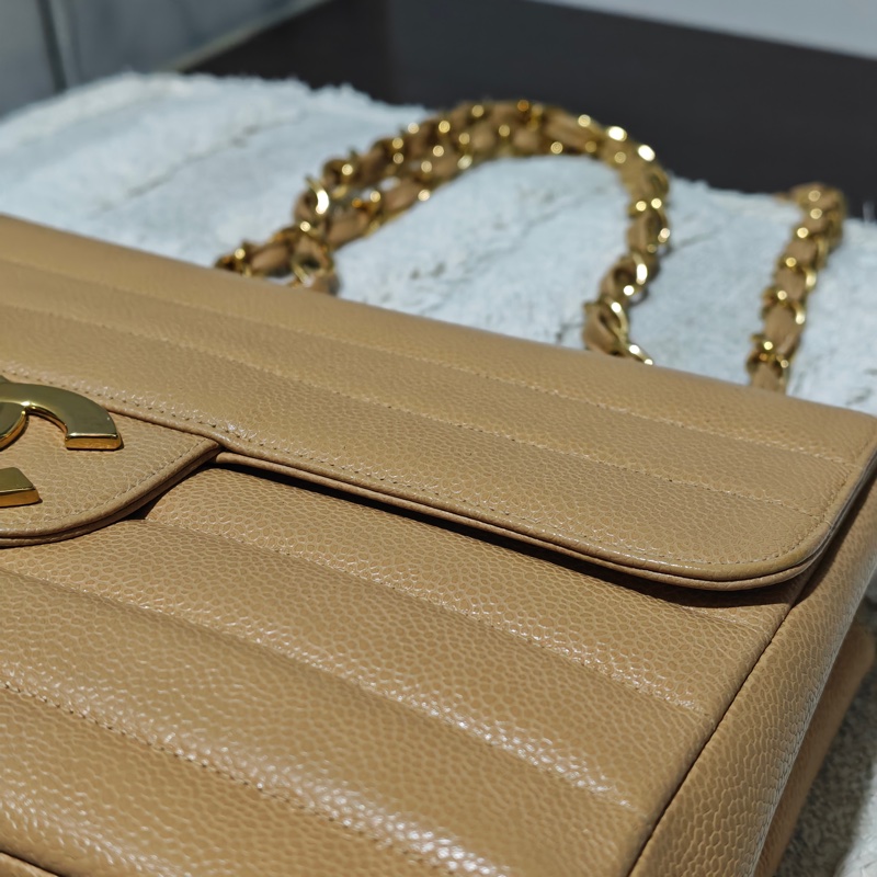 稀少款 ChanelVintage貝嫂包 荔枝牛皮-38