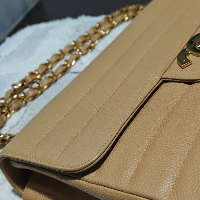 稀少款 ChanelVintage貝嫂包 荔枝牛皮-39