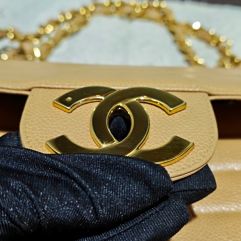 稀少款 ChanelVintage貝嫂包 荔枝牛皮-43