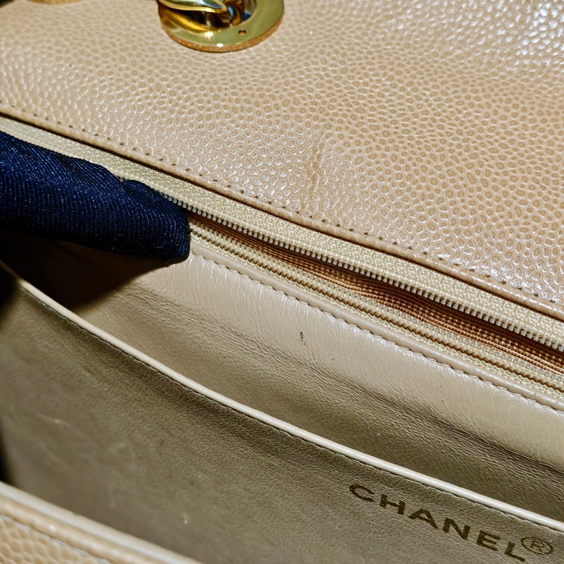 稀少款 ChanelVintage貝嫂包 荔枝牛皮-53