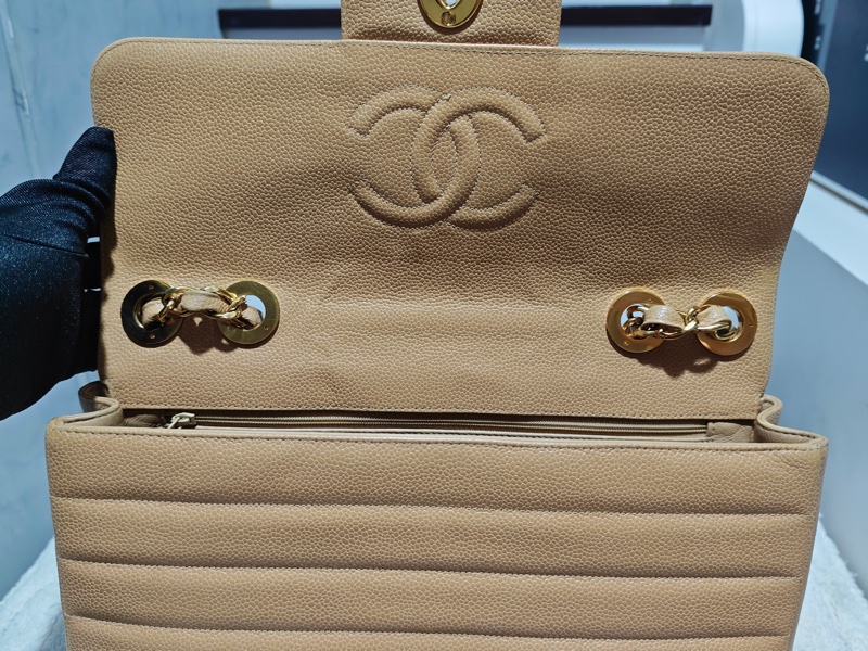 稀少款 ChanelVintage貝嫂包 荔枝牛皮-60