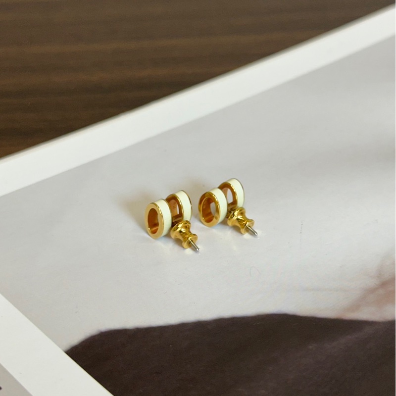 Hermes Mini pop H耳環-奶油白-3