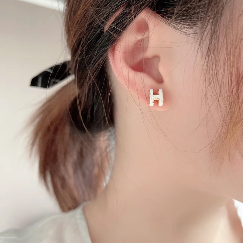 Hermes Mini pop H耳環-奶油白-4