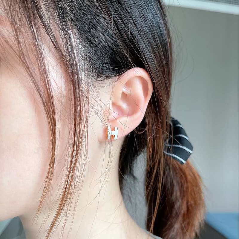 Hermes Mini pop H耳環-奶油白-5