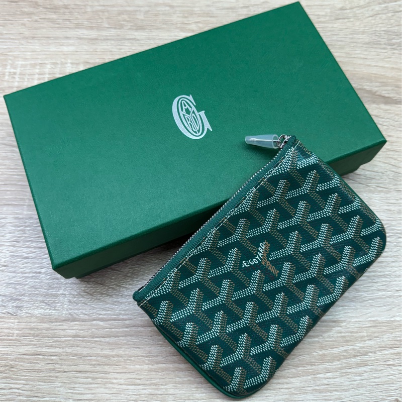Goyard senat mini 綠色一字萬用零錢包-0