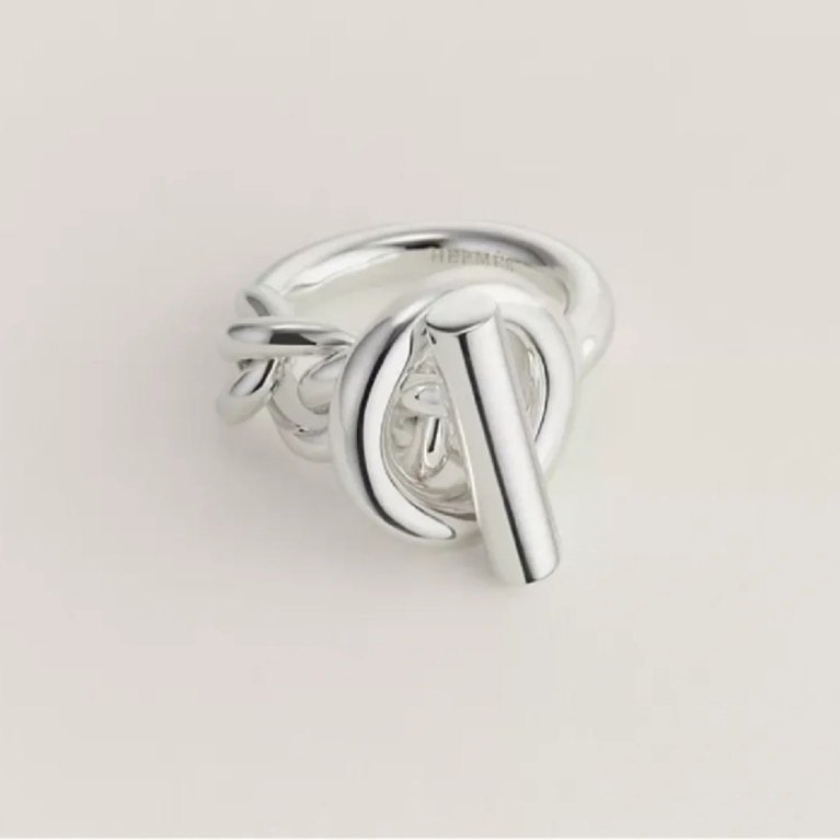 HERMES Croisette系列T釦造型純銀戒指/51號*展示品-0