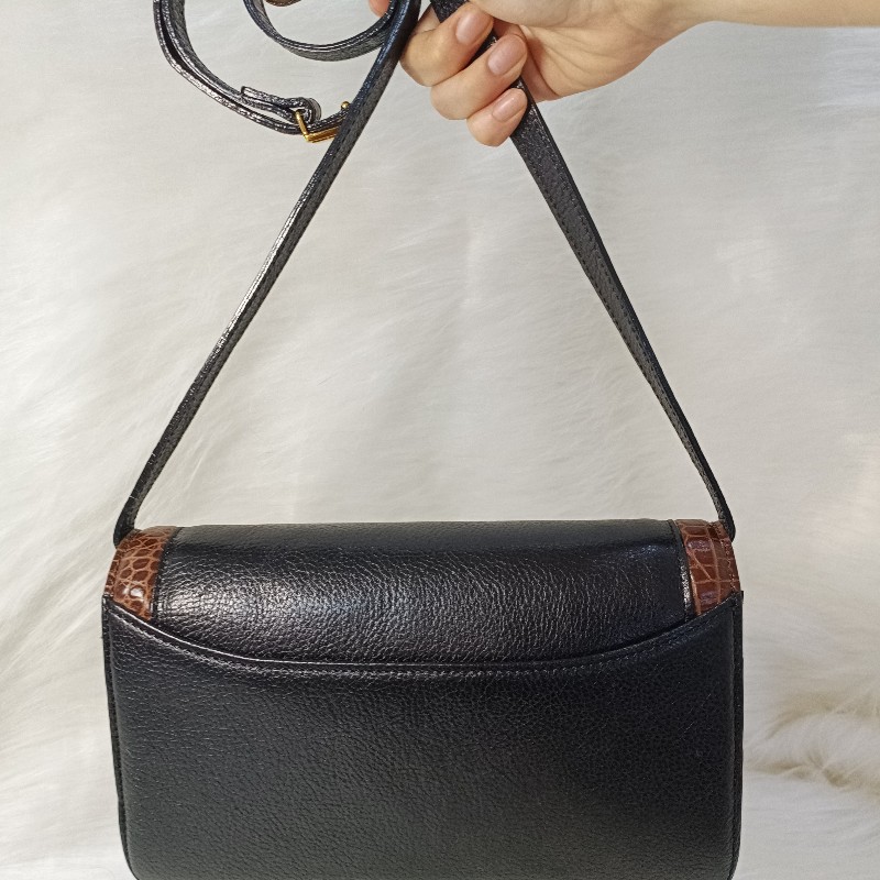 BALLY稀有復古鱷魚壓紋斜背/單肩包-1