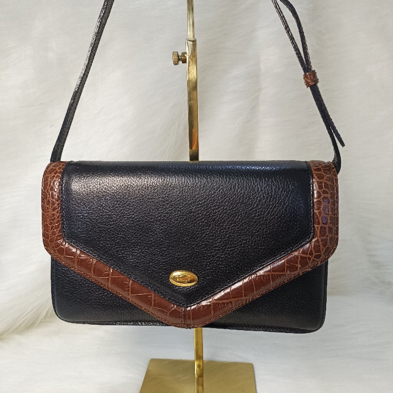 BALLY稀有復古鱷魚壓紋斜背/單肩包-5