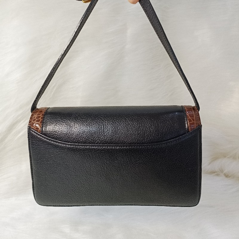 BALLY稀有復古鱷魚壓紋斜背/單肩包-7