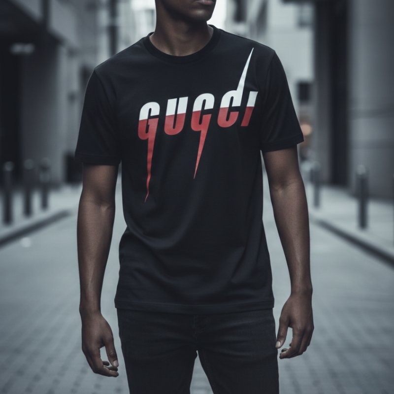 🔥 雙11全面開搶・全館折扣限時開啟!【GUCCI-古馳】徽標刀片印花設計T恤-0