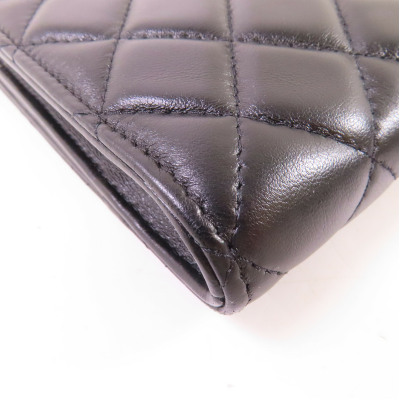 CHANEL 菱格羊皮皮革Phone Bag金扣鏈帶肩背袋黑色-10