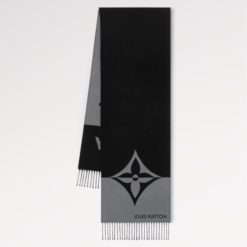LV 黑灰雙色大圍巾-0