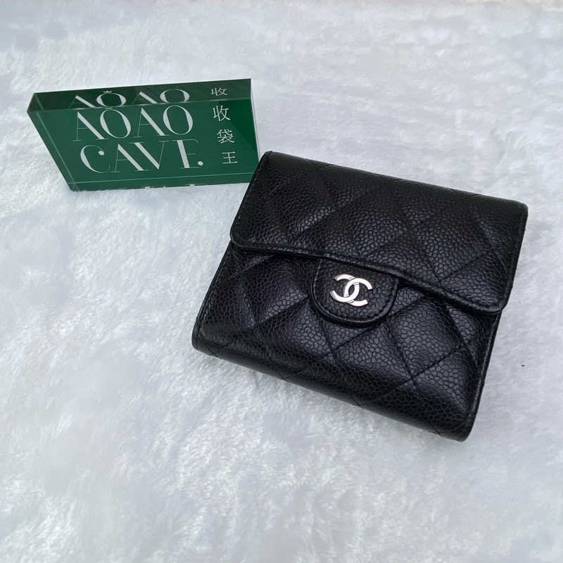 Chanel 雙C 黑色銀包 荔枝牛皮(23開無卡)-0