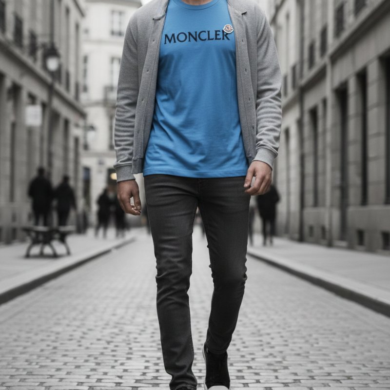 🚨 雙11最後倒數・今晚錯過等明年【MONCLER-盟可睞】經典文字LOGO設計T恤 藍色-0