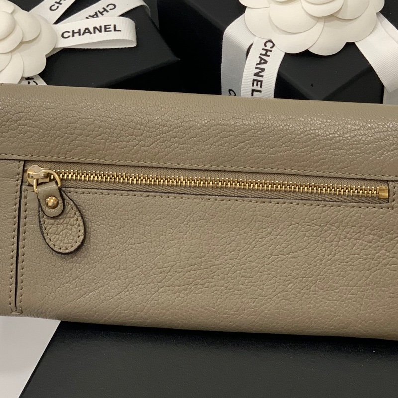 CHLOE 灰 扣式 長夾 皮夾 錢包 皮包 手拿包 零錢包-18