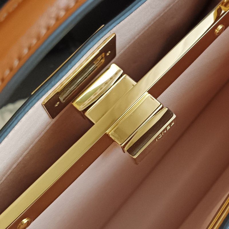 FENDI 芬迪躲貓貓 peekaboo ISeeU 焦糖色 金棕色 手提包 單肩包 斜背包-19