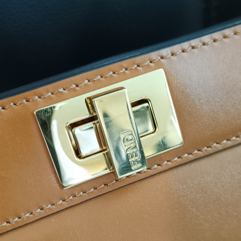 FENDI 芬迪躲貓貓 peekaboo ISeeU 焦糖色 金棕色 手提包 單肩包 斜背包-23
