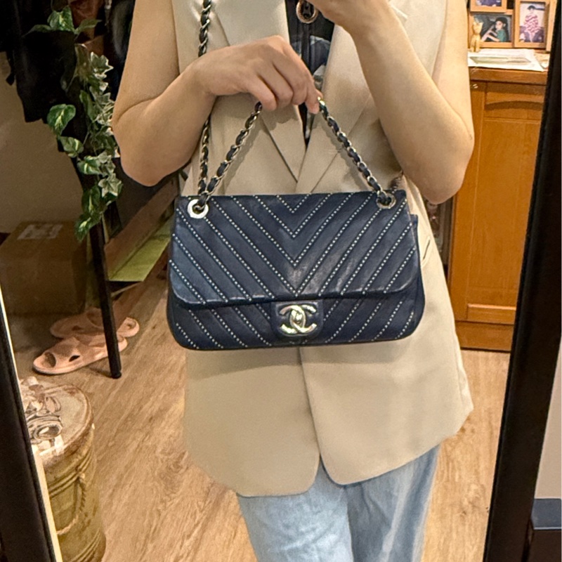雙11特賣一波🔥 chanel香奈兒 牛皮翻蓋 鏈帶斜背包、也可肩背-34