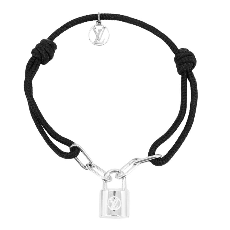 Louis Vuitton 展示品 Silver Lockit 金屬鎖頭造型手環(黑)-0