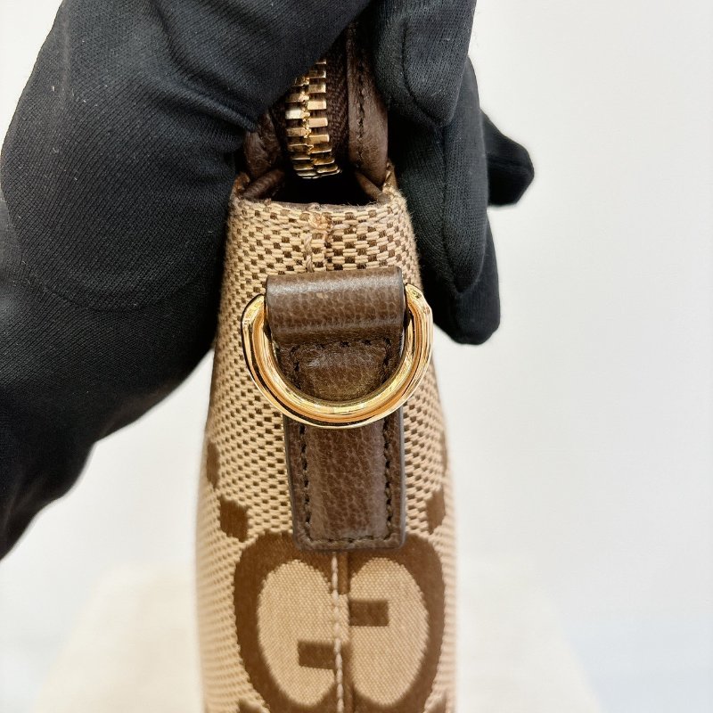 GUCCI 棕色大G LOGO帆布斜背包-12