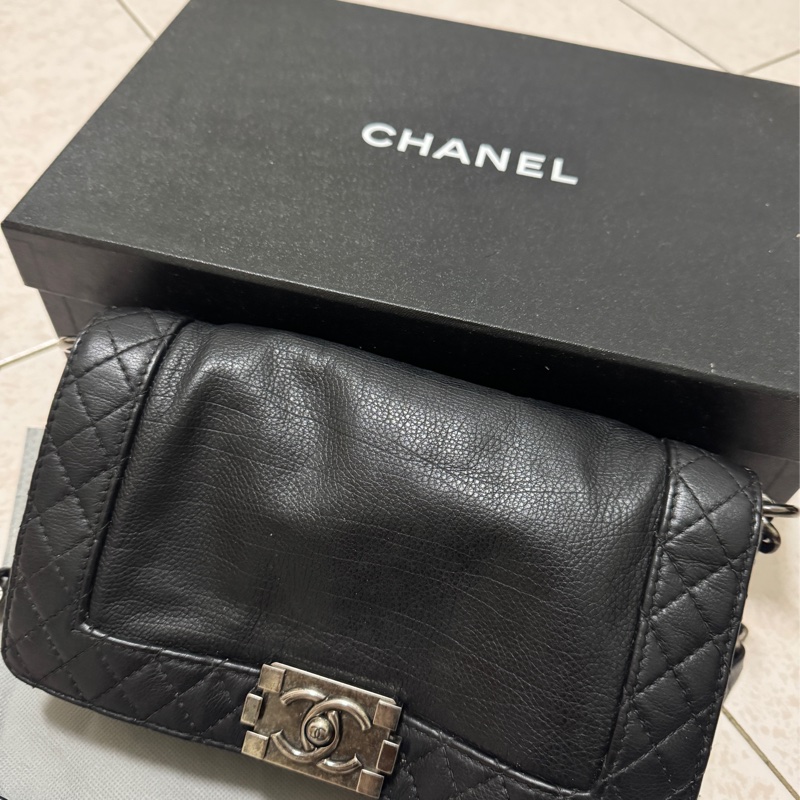 Chanel Leboy 黑銀牛皮翻蓋包 雷標18開-5