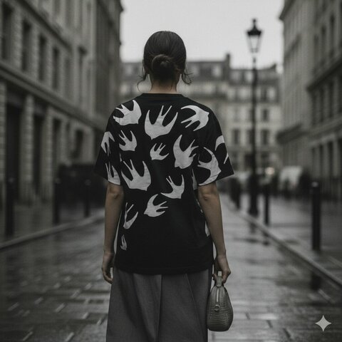 💫 雙11年度回饋・最強優惠登場 💫【MCQ】經典燕子 印花棉質T恤 黑