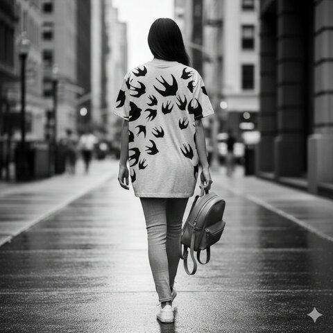 💫 雙11年度回饋・最強優惠登場 💫【MCQ】經典燕子 印花棉質T恤 灰