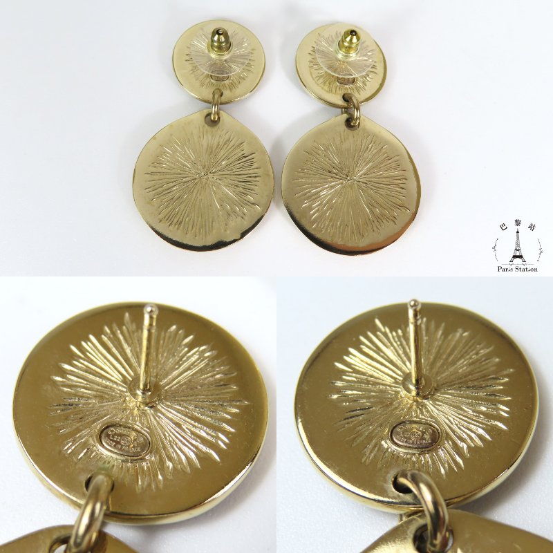 【巴黎站二手名牌專賣店】＊現貨＊CHANEL 香奈兒 真品＊AB8760 黑金雙C垂墜金圓牌黑雙C耳環-2