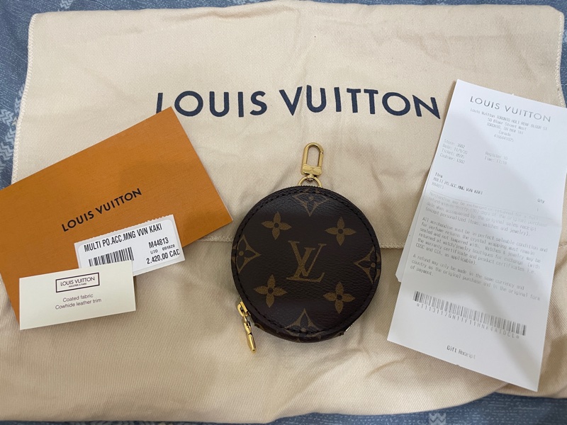 LOUIS VUITTON經典老花 圓型拉鍊零錢包 圓餅包-0