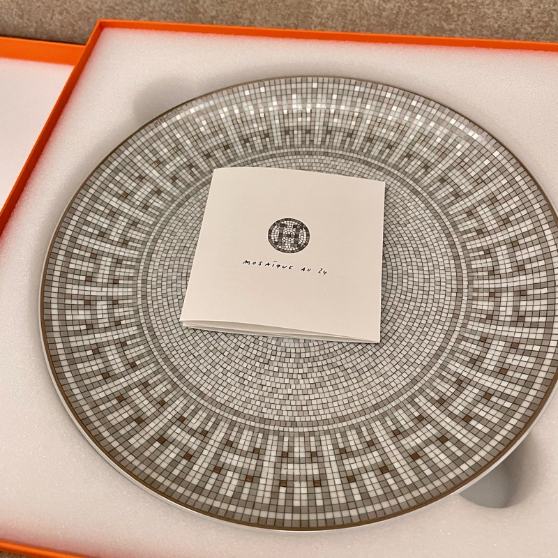 Hermès Mosaique Au 24 Platinum Square Plate - Unassigned