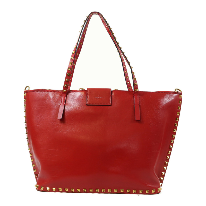 Valentino 【激減優惠】牛皮皮革2 Way Shoulder Bag金扣手挽肩背兩用袋紅色-1