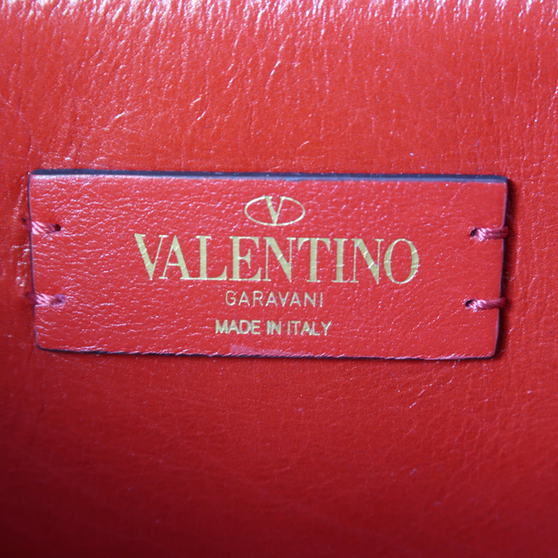 Valentino 【激減優惠】牛皮皮革2 Way Shoulder Bag金扣手挽肩背兩用袋紅色-5