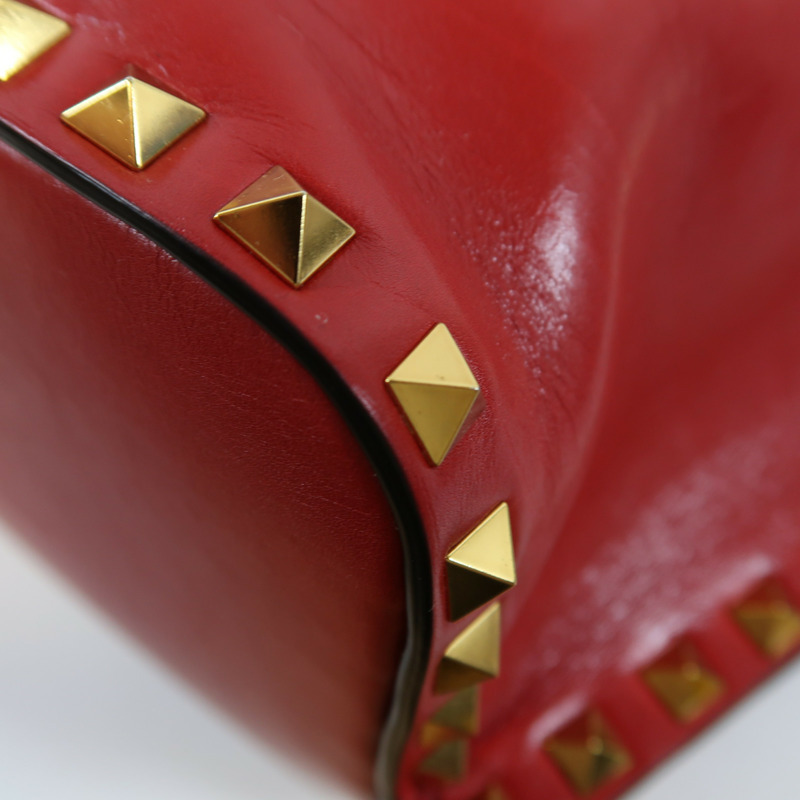 Valentino 【激減優惠】牛皮皮革2 Way Shoulder Bag金扣手挽肩背兩用袋紅色-9